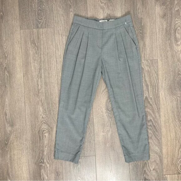 Aritzia Babaton Conan Pants Wool Houndstooth Print Pleated Trouser High Waist - Picture 5 of 12